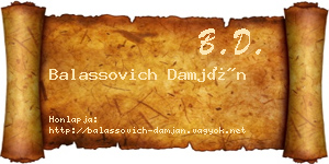 Balassovich Damján névjegykártya